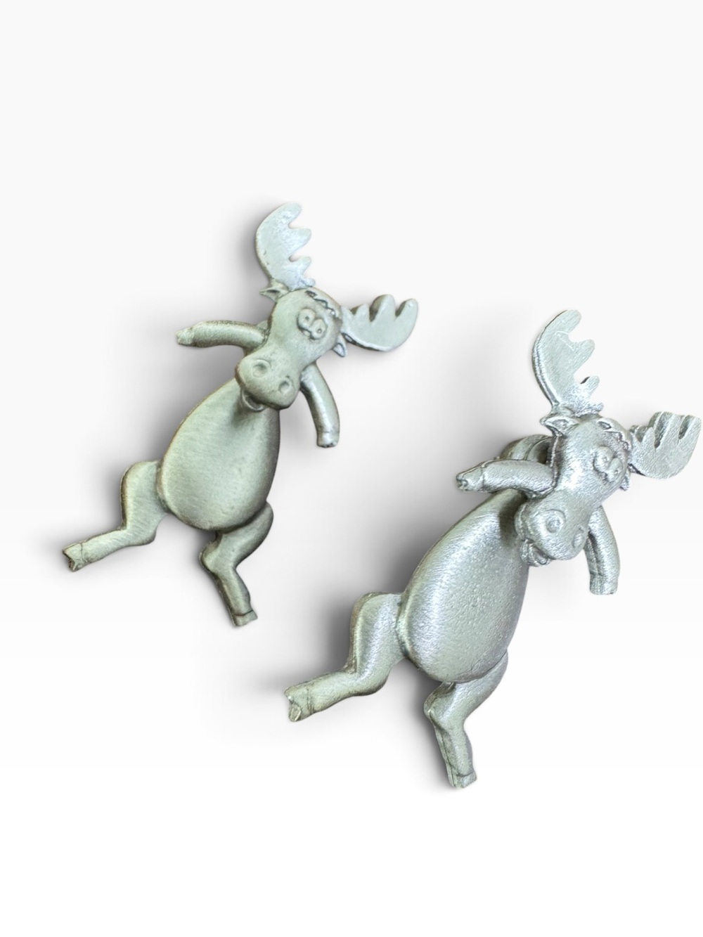 Playful Silver Pewter Moose Drop Earrings for Women